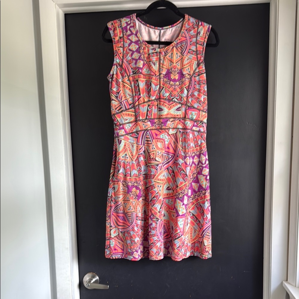 Title Nine Pink and Orange Fit and Flare Mini Dress